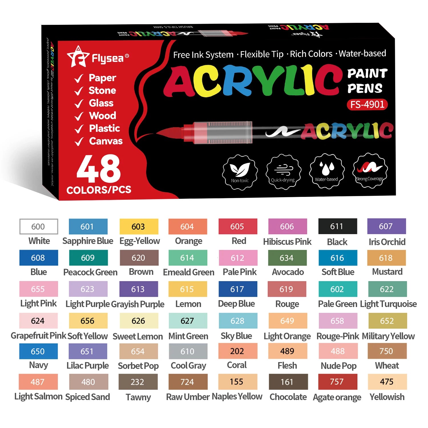 Acrylic Paint Brush Marker Set – Soft Brush Tip with Automatic Ink Control | Paint Pens for Wood, Stone, Glass, Canvas & Fabric