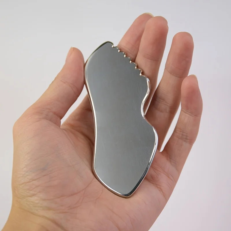Stainless Steel Gua Sha Facial Tool – Metal Guasha Board for Jawline Sculpting & Lymphatic Massage