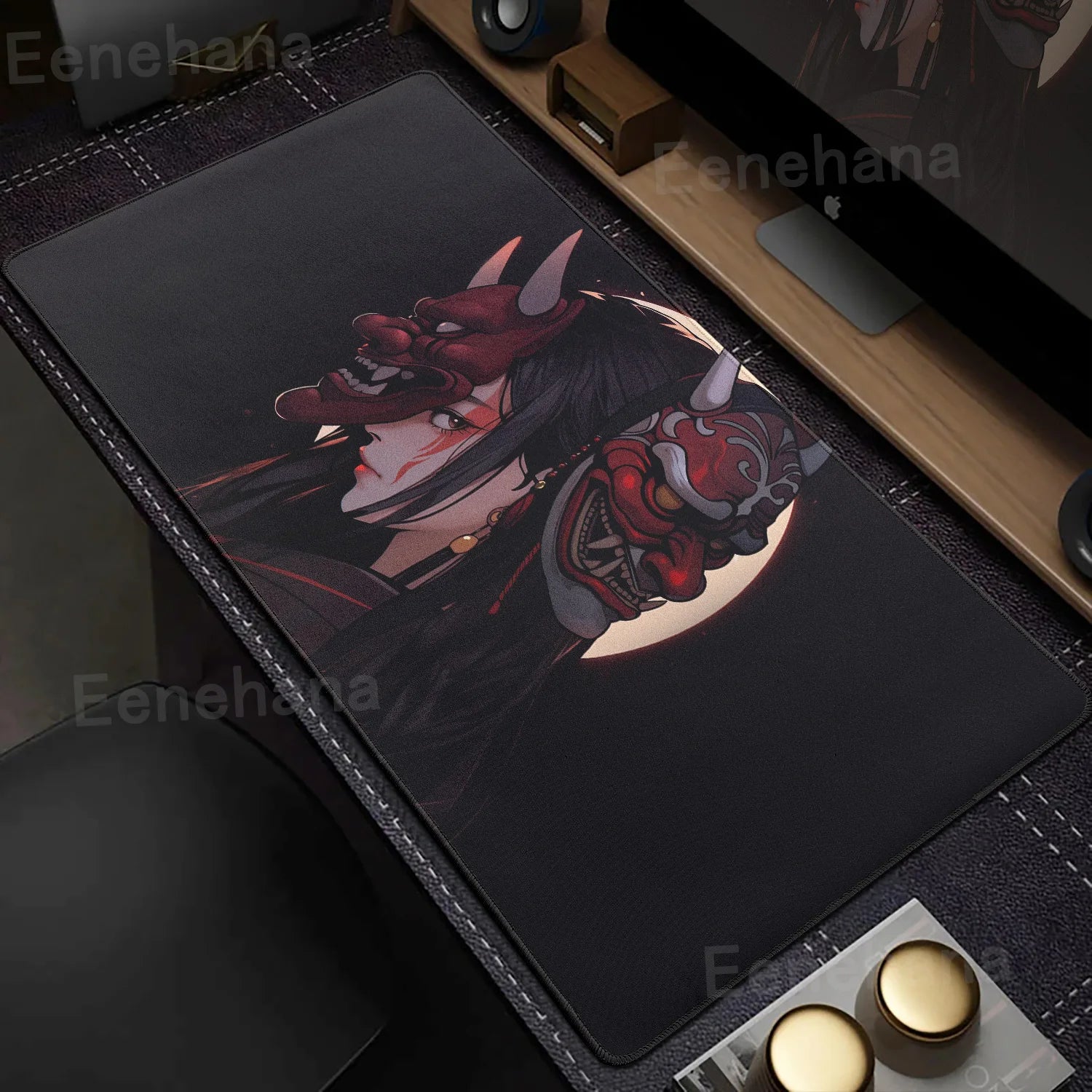 Japanese Mask Girl XXL Gaming Mouse Pad 90 x 40 cm (35.4 x 15.7 in) Non-Slip Desk Mat for Keyboard & Mouse