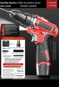 21V Cordless Brushless Impact Drill & 2-in-1 Rechargeable Electric Screwdriver — Dual-Speed Power Tool Kit with LED Light
