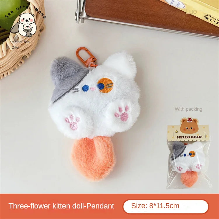 Plush Cat Keychain - Cute Kitten Bag Charm for Backpacks, Purses & Car Mirror