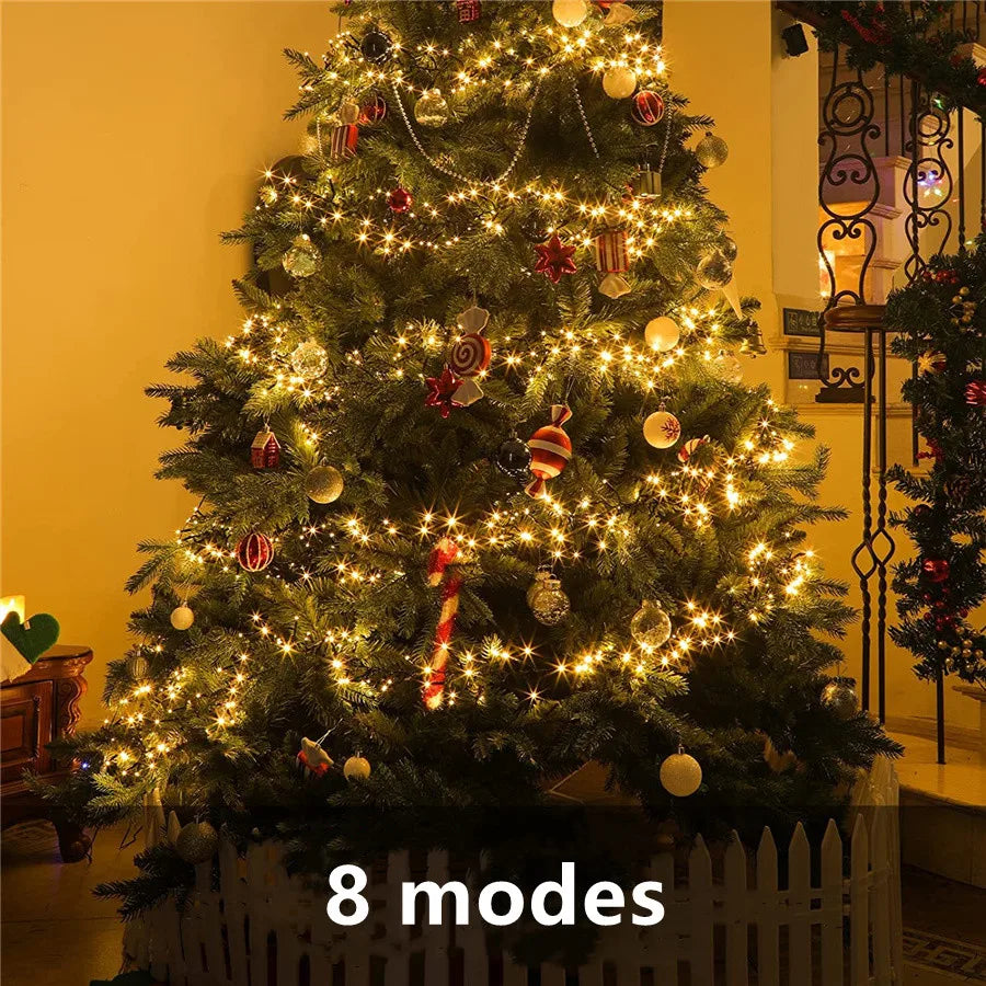 10m / 20m / 30m (33 / 66 / 98 ft) Warm White LED Christmas String Lights - 8 Modes Waterproof Outdoor Fairy Lights for Garden, Wedding & Party Decor