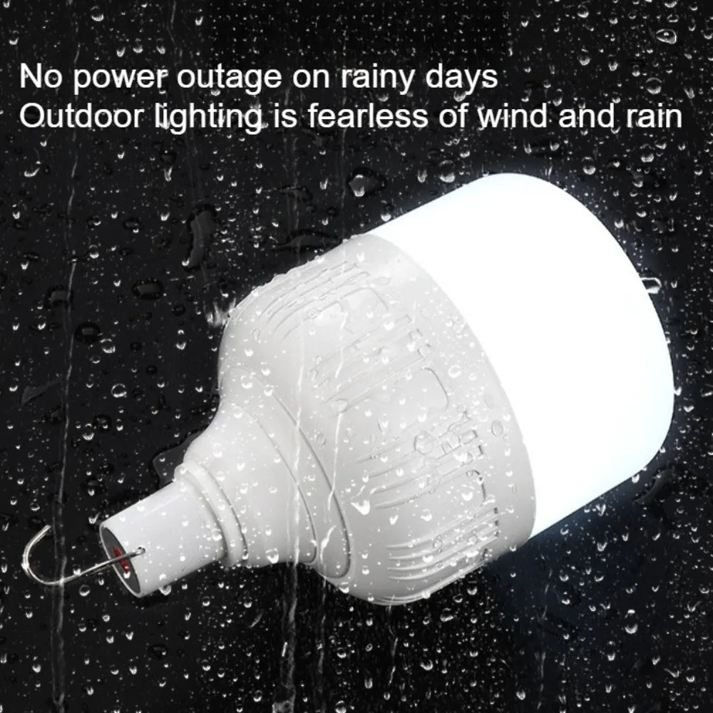 USB Rechargeable High-Power LED Camping Lantern with Hook, Portable Emergency Bulb for BBQ, Tents and Patio