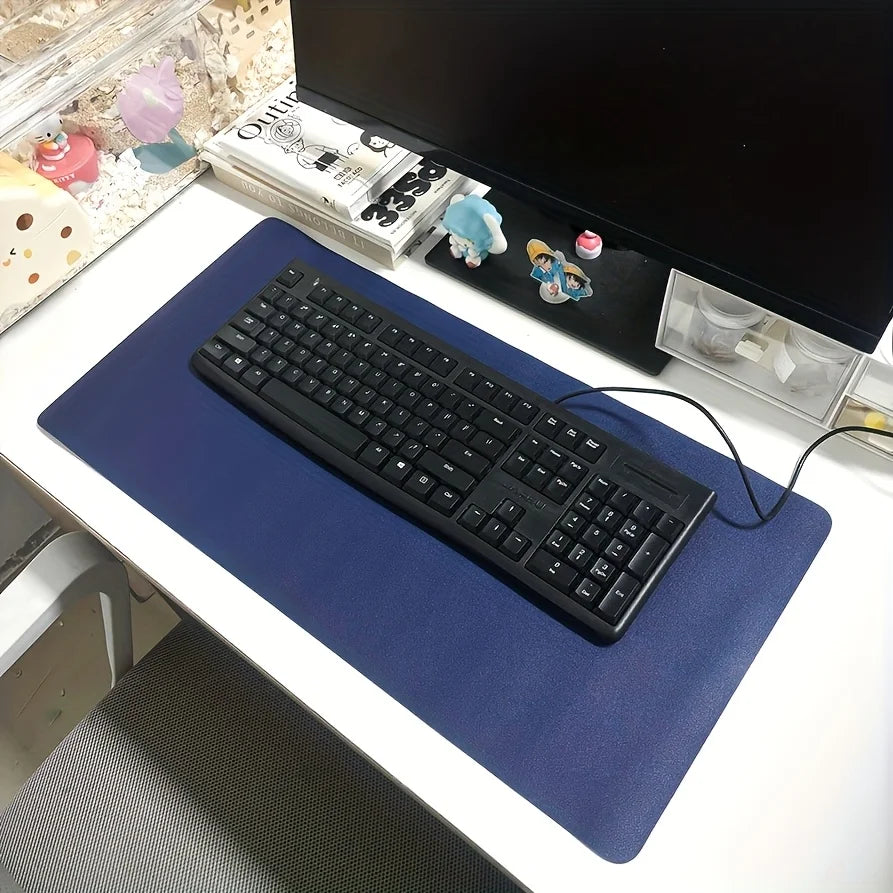 Large Waterproof Faux Leather Desk Mat - Non-Slip Mouse Pad & Keyboard Protector