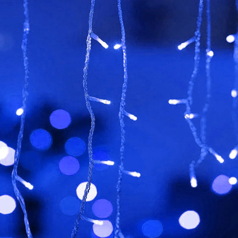 4m x 0.6m LED Curtain Icicle String Lights - EU Plug Christmas Garland for Wedding, Garden & Outdoor Decor
