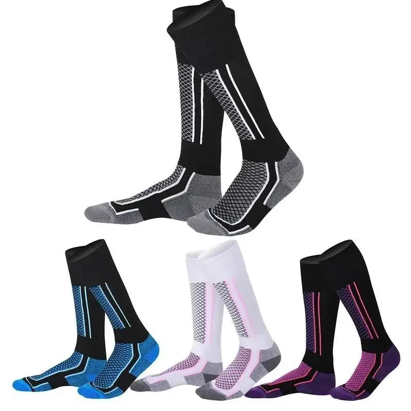 Thickened Knee-High Winter Ski Socks (1 Pair) - Thermal Terry Hiking & Sports Socks, Women EU 33-39 / Men EU 39-45