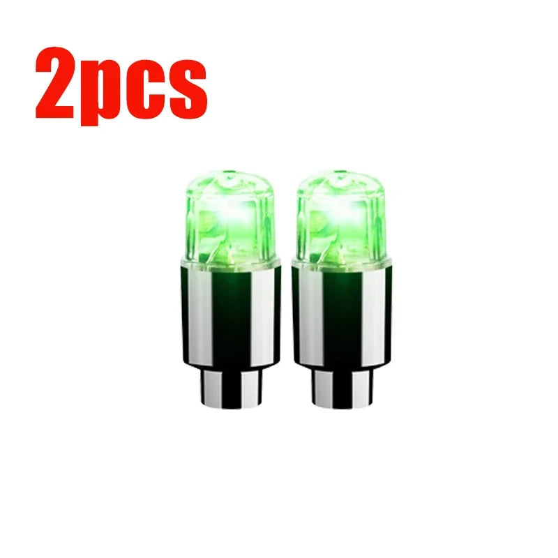 Universal LED Tire Valve Cap Lights - Colorful Flashing Wheel Hub Lamp for Car Motorcycle Bicycle (1.5 in / 3.8 cm)