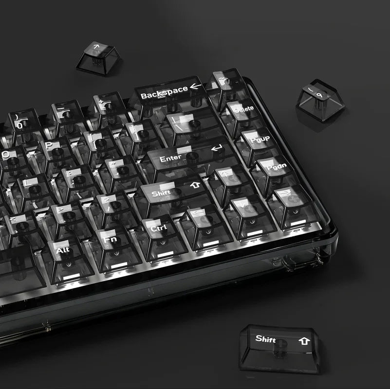 136-Key Transparent Multilingual Keycap Set for Mechanical Keyboards — EN/JP/RU/KR PC Compatible