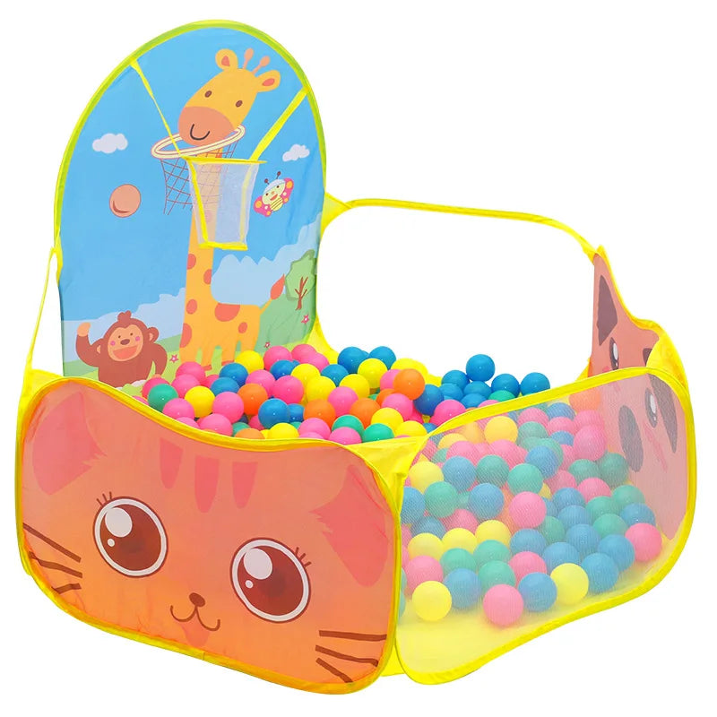 120 cm (47 in) Kids Playpen Ball Pit Tent with Basketball Hoop – Portable Indoor/Outdoor Children's Playhouse