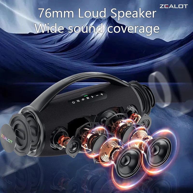 80W Portable Bluetooth Speaker 16000mAh Waterproof TWS Subwoofer with USB/TF/AUX and RGB Light
