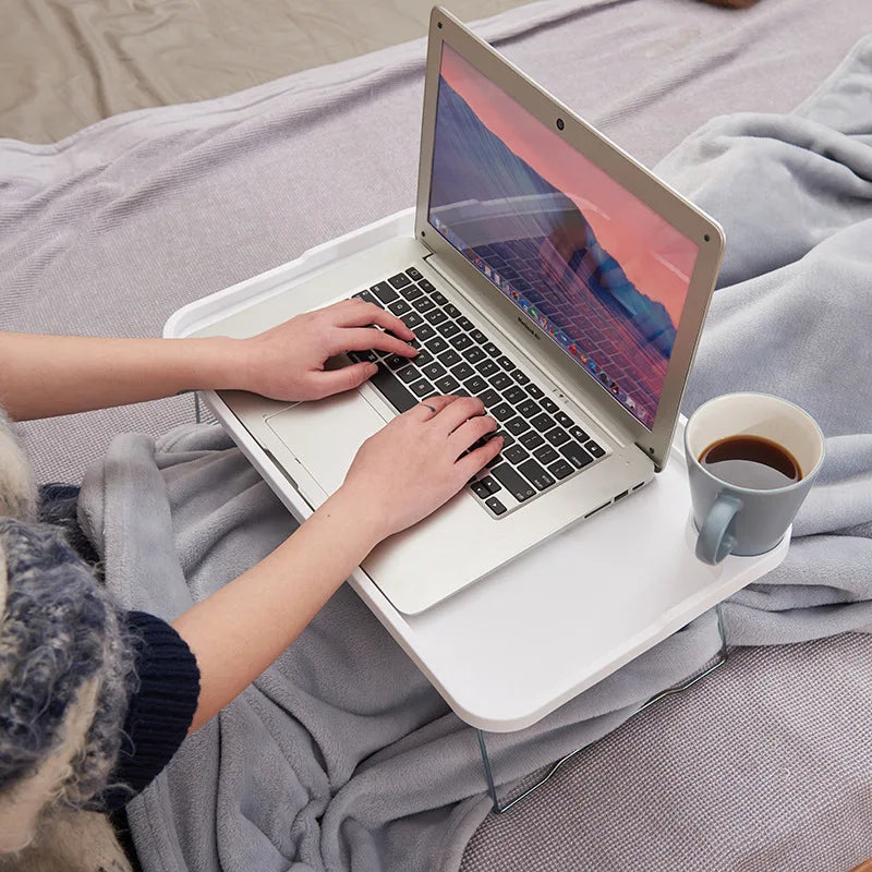 Portable Foldable Laptop Lap Desk with Cup Holder & Phone Slot - Ergonomic Bed Tray (19.6 x 11.6 x 0.83 in / 49.8 x 29.5 x 2.1 cm)