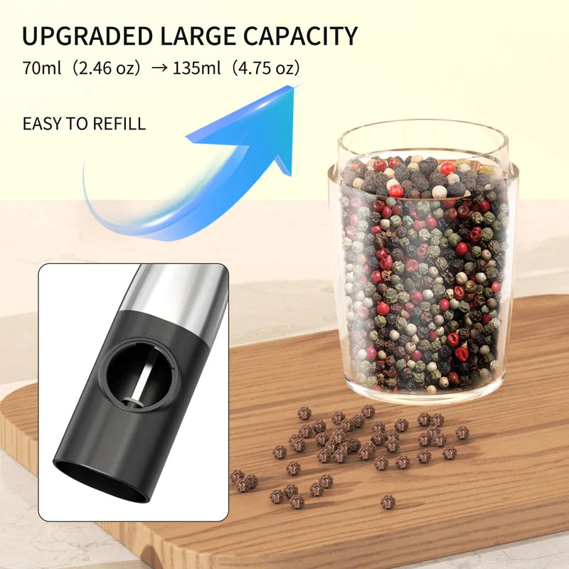 USB Rechargeable Electric Salt and Pepper Grinder – Adjustable Coarseness Electric Spice Mill for Kitchen