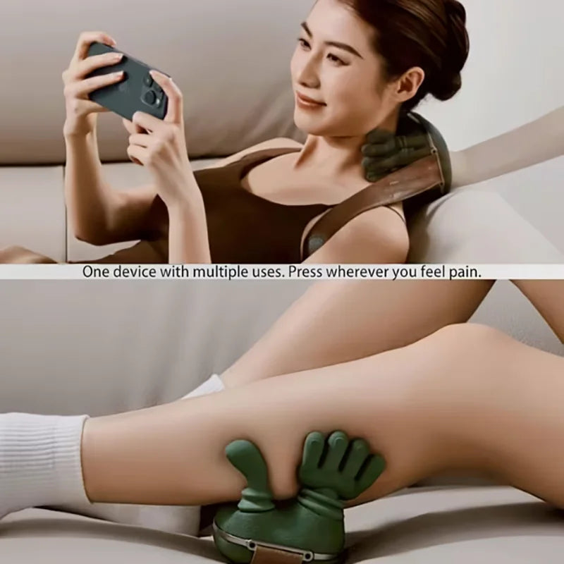 Wireless Electric Neck & Shoulder Massager with Finger-Style Nodes, Battery-Powered