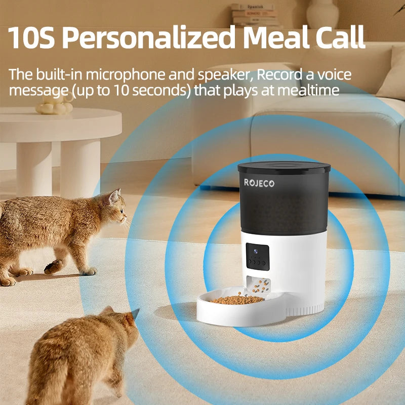 Automatic Pet Feeder with Camera & Voice Recorder — Smart Remote-Controlled Food Dispenser for Cats & Small Dogs