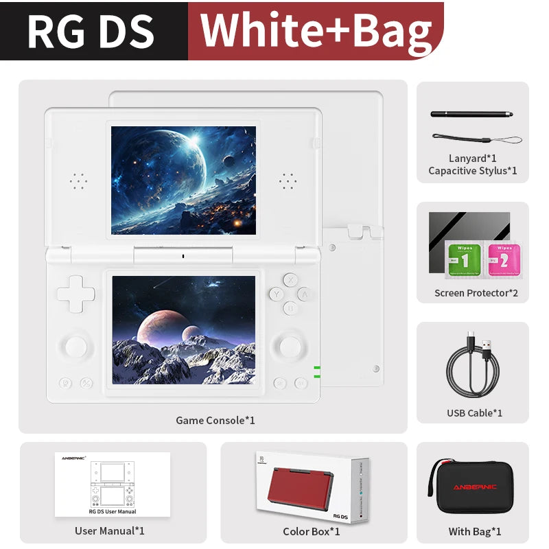 Dual-Screen Flip Handheld Game Console 4.0 in (10.16 cm) IPS Touchscreen — Android 14, 4000mAh, WiFi 2.4/5G & Bluetooth 4.2, TF up to 2TB
