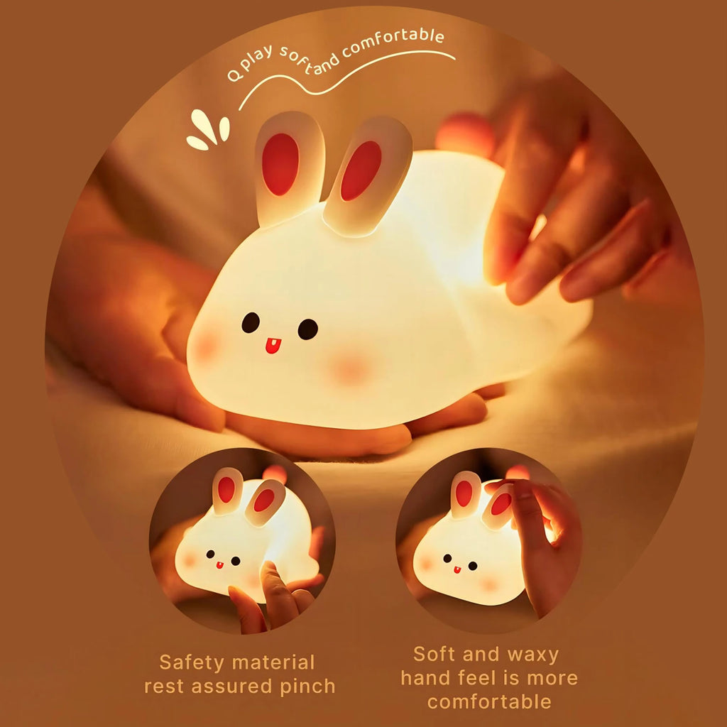 Cute Silicone LED Night Light - Panda Sheep Rabbit USB Rechargeable Kids Bedroom Lamp Gift