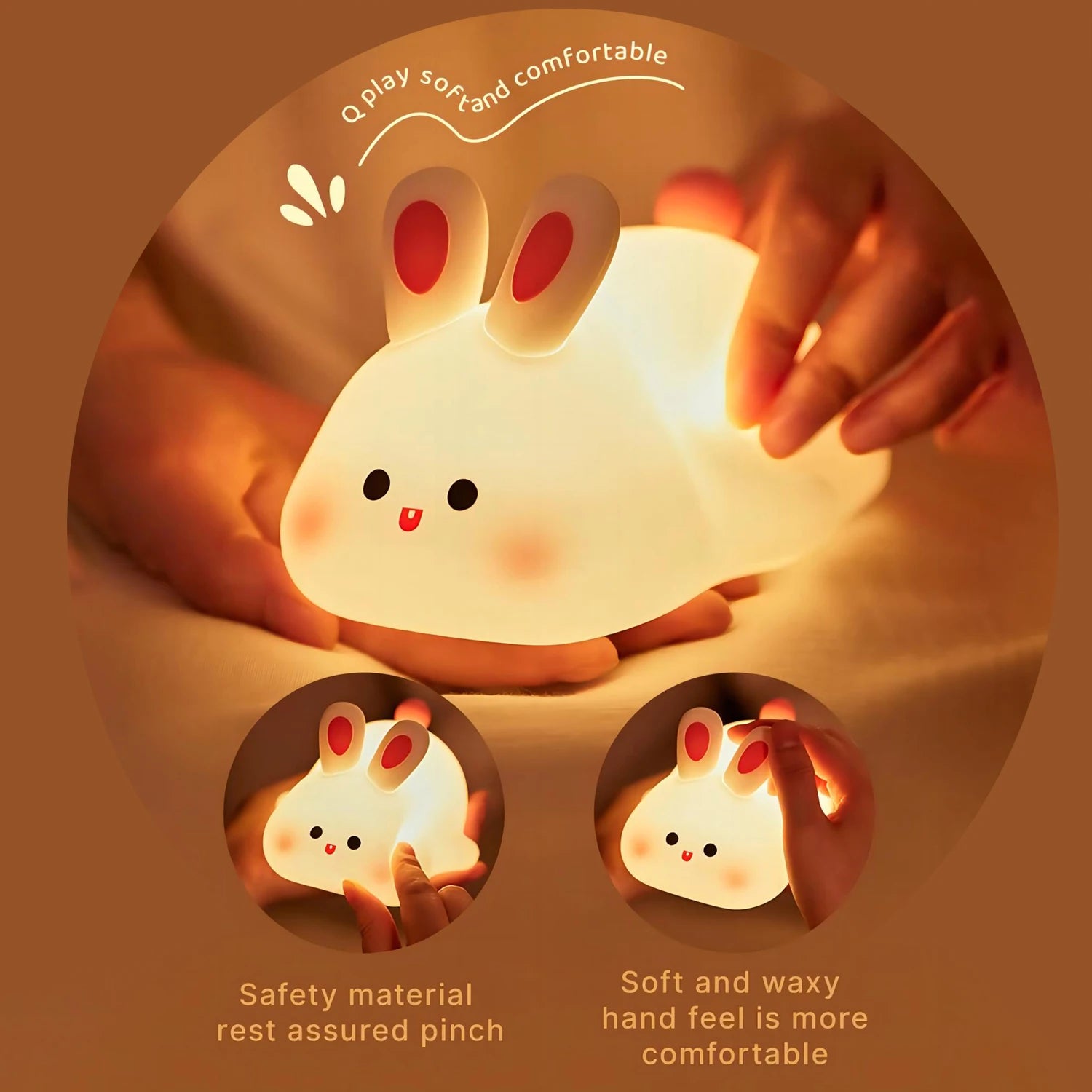 Cute Silicone LED Night Light - Panda Sheep Rabbit USB Rechargeable Kids Bedroom Lamp Gift