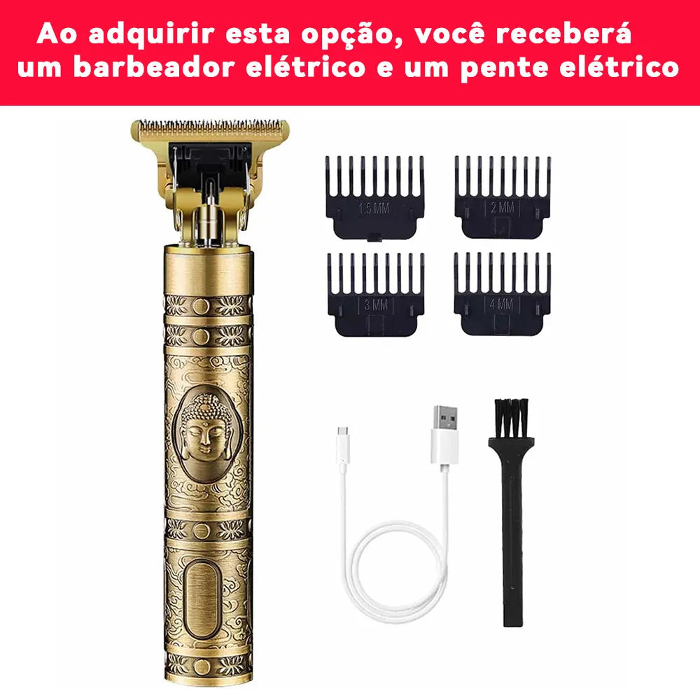Rechargeable Hair Clipper & Electric Shaver Grooming Kit — Dragon Design, USB Rechargeable