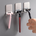 2-Pack 304 Stainless Steel Razor Holder Adhesive Wall-Mount Shaving Stand Bathroom Hook Organizer