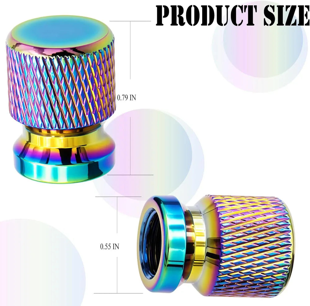 Aluminum Tire Valve Stem Caps 16 x 12mm (0.63 x 0.47 in) Universal 8mm Thread - Metal Valve Caps for Car Bike SUV Truck