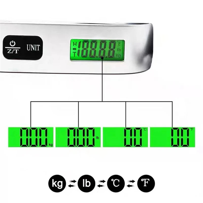 Portable Luggage Scale 110lb/50kg Digital LCD Hanging Travel Bag Scale with Backlight & Tare