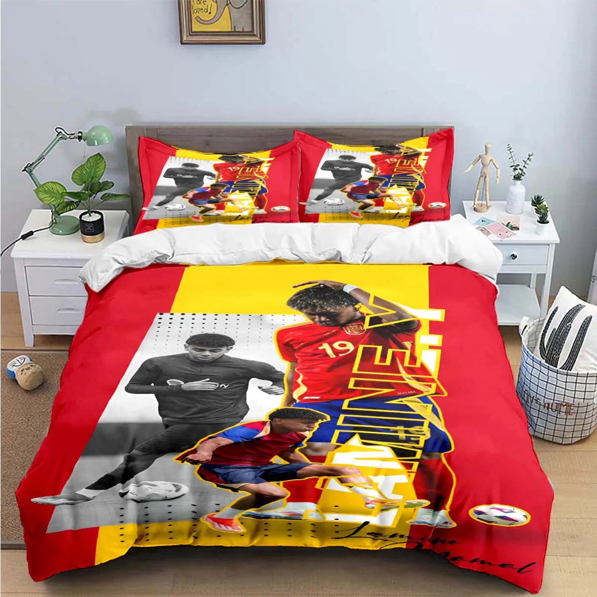3-Piece Football 3D Print Microfiber Duvet Cover Set with Pillowcases – Soft Hypoallergenic Bedding