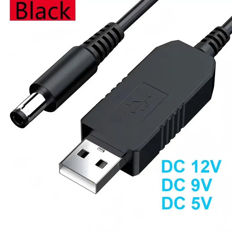 5.5 x 2.1mm USB to DC Power Booster Cable – 5V to 5/9/12V Step-Up Converter for WiFi Router & Modem, 1 m (3.3 ft)