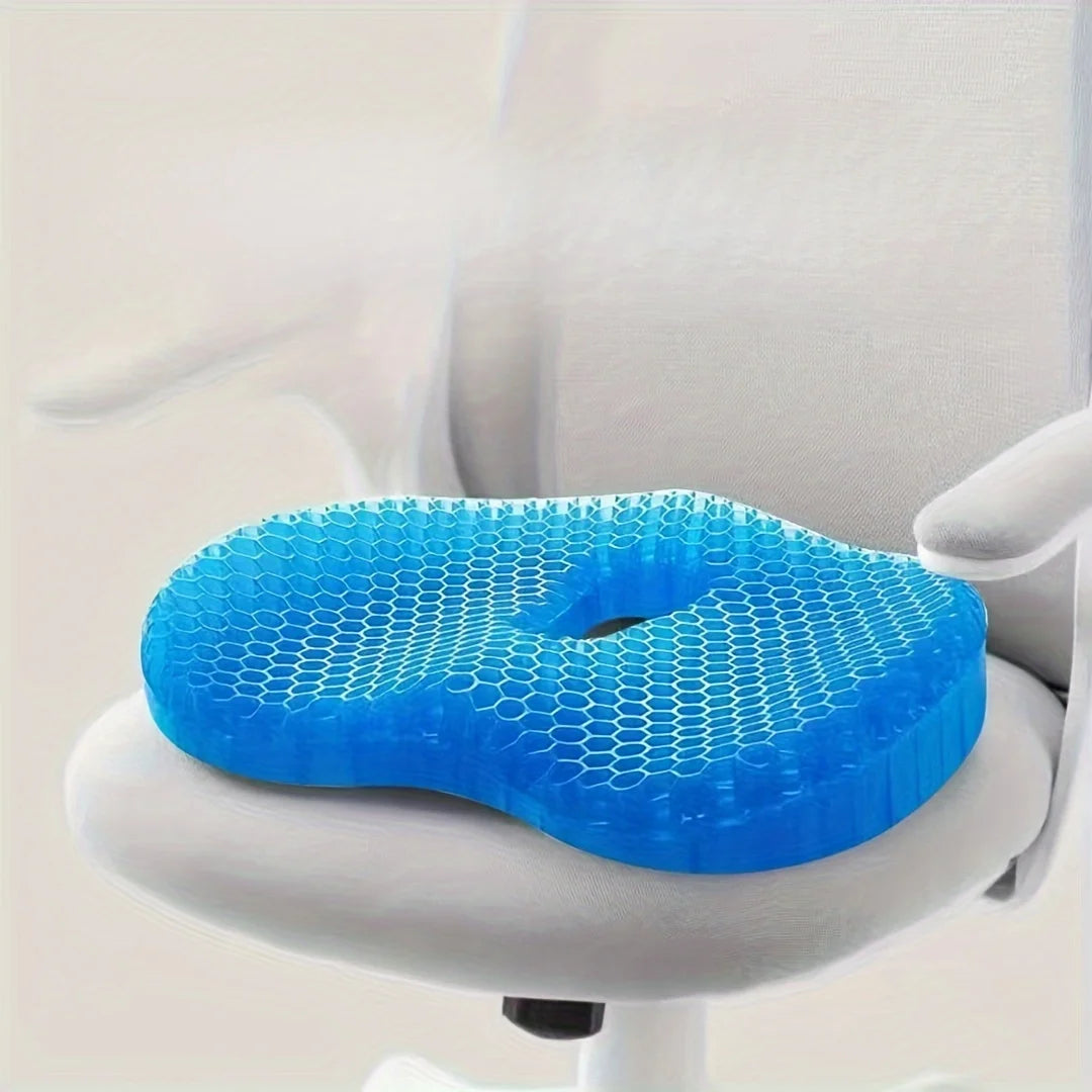 U-Shaped Gel Seat Cushion – Ergonomic Cooling Gel & Latex Foam Coccyx Cushion for Office, Car & Home