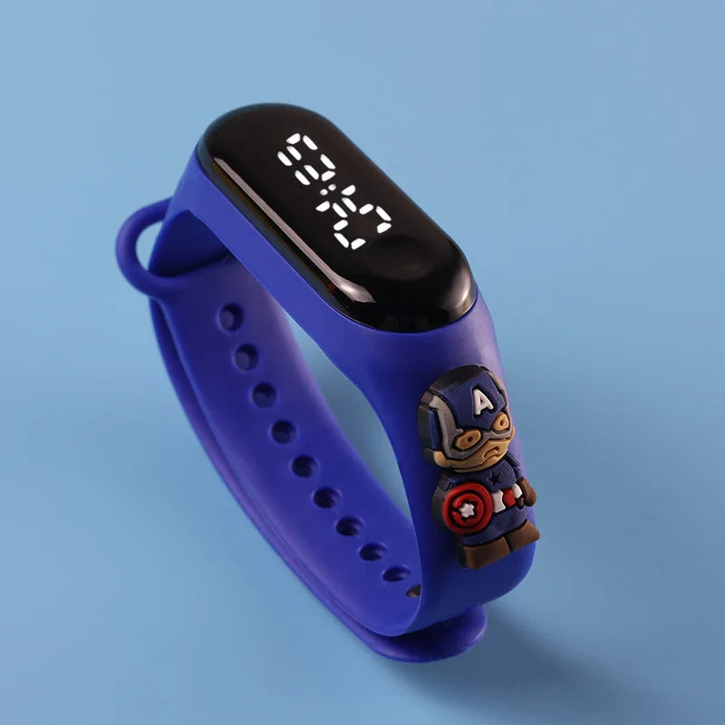 Kids LED Touch Sports Watch – Silicone Digital Bracelet, 45mm Waterproof (5ATM) Cartoon Character Design for Girls & Boys
