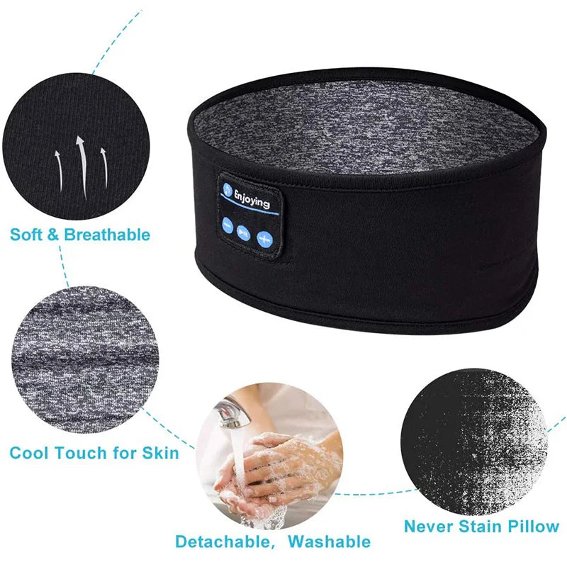 Wireless Bluetooth Sleep Headband with Thin HD Stereo Speakers — Sports Headphones & Eye Mask for Side Sleepers