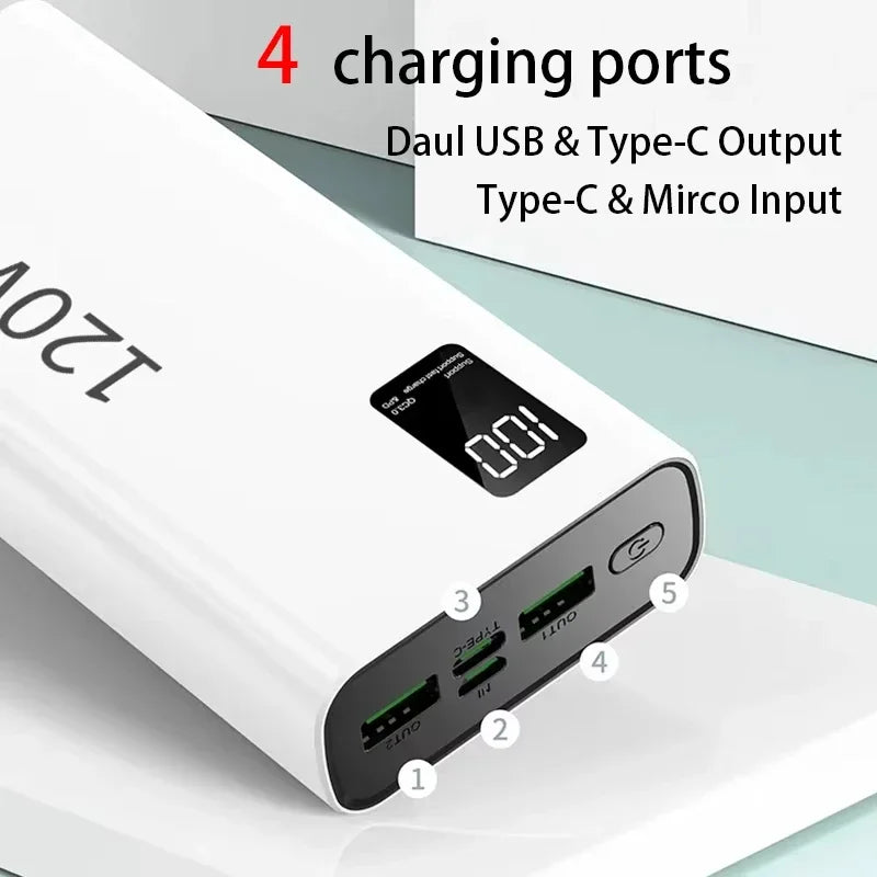 120W 200000mAh Power Bank Portable Fast Charging Battery Pack with LED Digital Display USB-C 2-Way Quick Charge