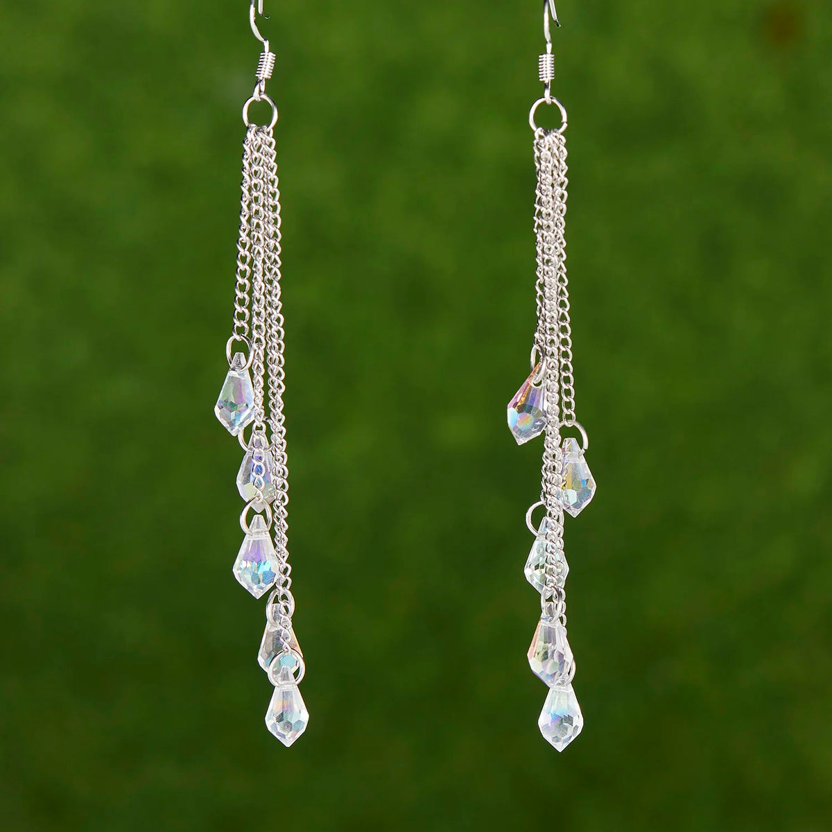 Crystal Water Drop Tassel Earrings - Colorful Long Bridal & Party Drop Earrings for Women
