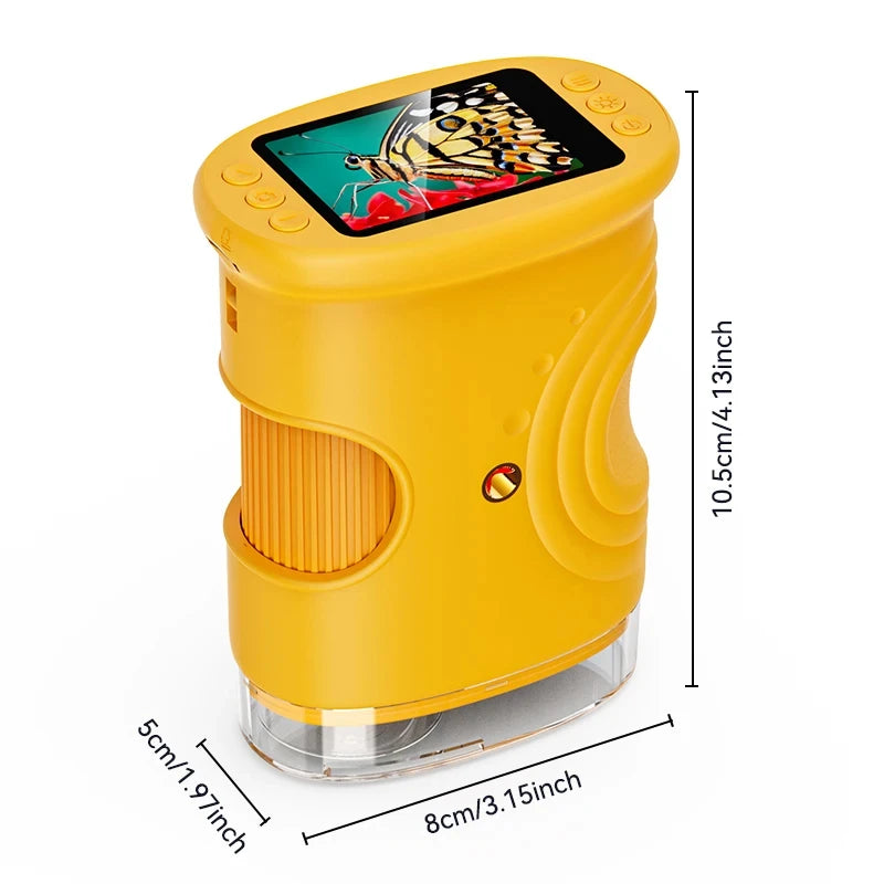 1000X Handheld Digital Microscope for Kids — Rechargeable Mini Pocket Microscope 2.0-inch (5.1 cm) Screen Portable Educational Gift for Children & Students