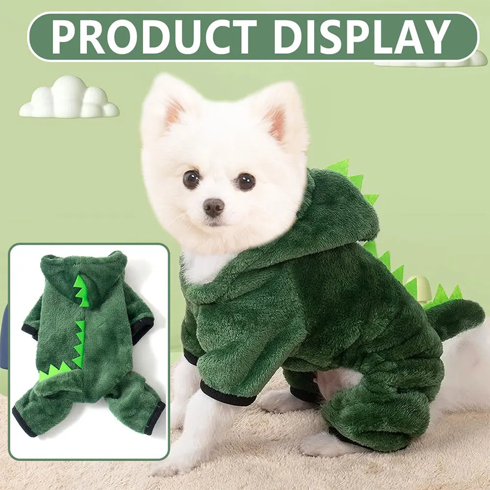 Dinosaur Cotton Pet Pullover – Cute Soft Sweater for Small Dogs & Cats, Autumn Winter Puppy Kitten Clothing