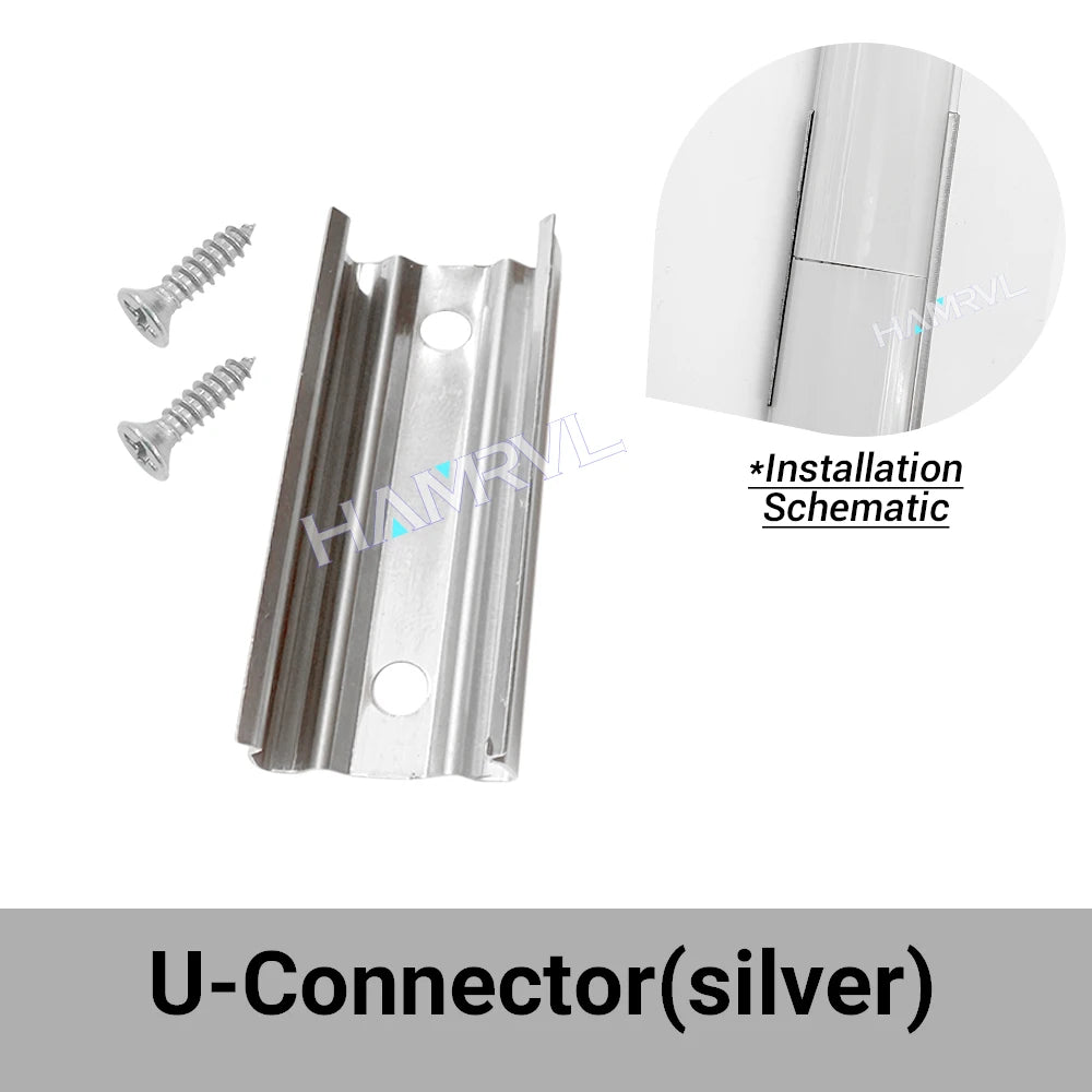 0.5m LED Aluminum Channel Kit 16x16mm - U/V/Y/W Profiles, Black or Silver, 2–30 Pack