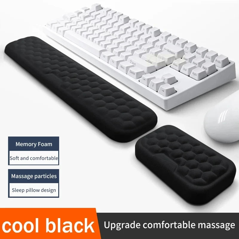 2-Piece Memory Foam Wrist Rest Set — Ergonomic Keyboard & Mouse Support with Non-Slip Base for Laptop & Desktop