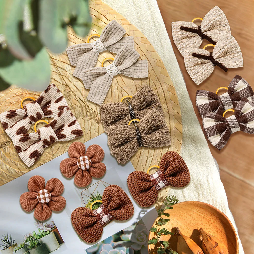10-Pack Pet Hair Bows with Elastic Bands – Cute Bowknot Grooming Accessories for Small Dogs & Cats, Reusable