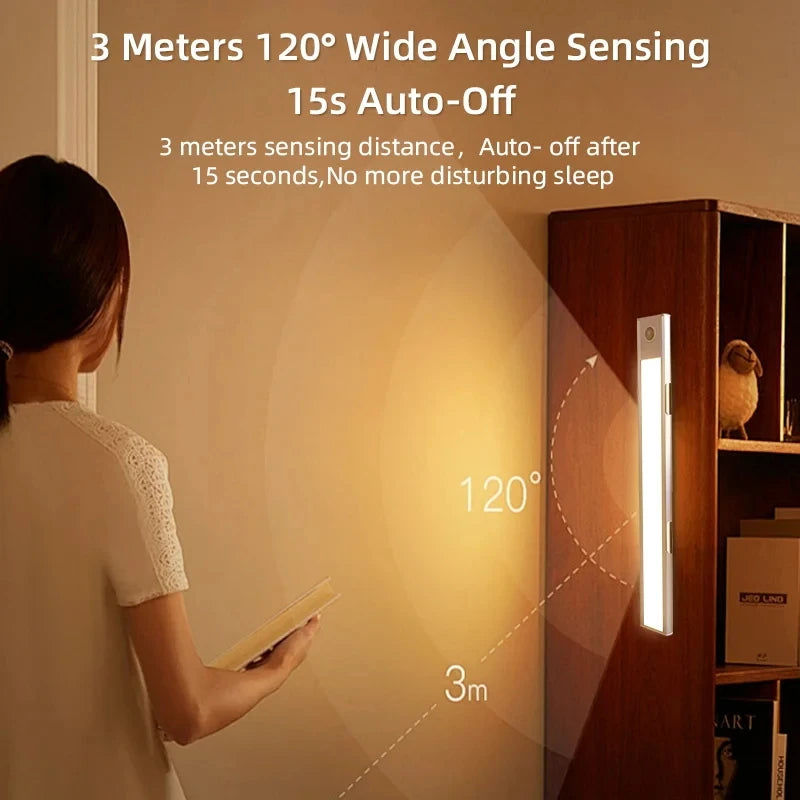 LED Motion Sensor Cabinet Light 15.7 in (40 cm) Dimmable Rechargeable Wireless Night Lamp for Kitchen Closet Wardrobe Living Room 3 Color Temperatures