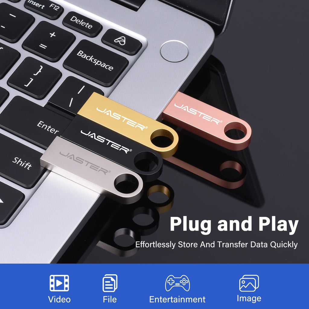 Metal USB 2.0 Flash Drive Pen Drive 4/8/16/32/64/128GB – Portable USB Stick, Waterproof & Antimagnetic
