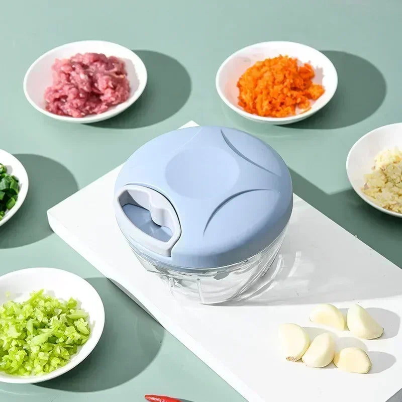 Manual Garlic Press Chopper 500ml/900ml Stainless Steel Blade Garlic Crusher & Onion Cutter