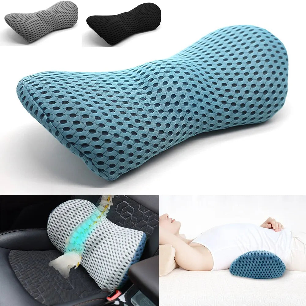 Breathable Memory Foam Lumbar Pillow - Ergonomic Waist Support for Car Seat & Bed