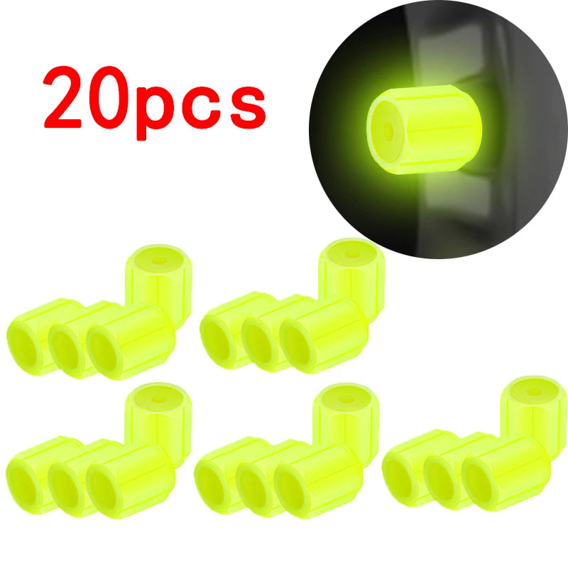 Luminous Tire Valve Caps - 6-Color LED Glowing Wheel Valve Caps for Car & Motorcycle (4/8/20-Pack)