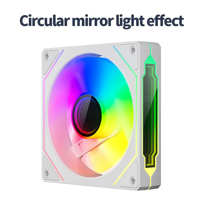 Infinite Mirror ARGB 120mm (4.72 in) PWM PC Case Fan — 5V 3-Pin ARGB & 12V 4-Pin PWM, 800–2000 RPM, Hydro Bearing