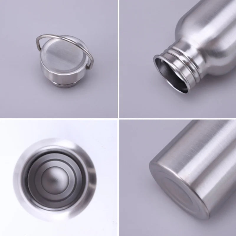 Stainless Steel Water Bottle Single Wall Wide Mouth 500/750/1000ml (16.9/25.4/33.8 fl oz) Sports & Cycling Bottle with Lid