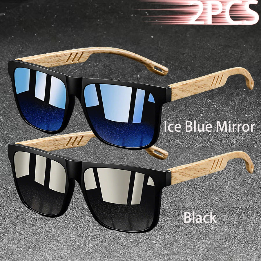 Vintage Square Frame Sunglasses for Men & Women - UV400 Mirror Lens Unisex Driving & Fishing Eyewear
