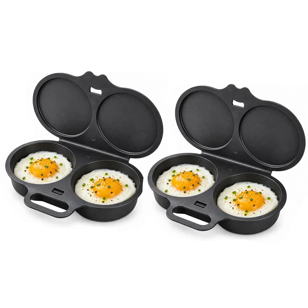 Microwave Double Cavity Silicone Egg Poacher – Food-Grade Non-Stick Oil-Free Egg Steamer, Reusable Kitchen Mold