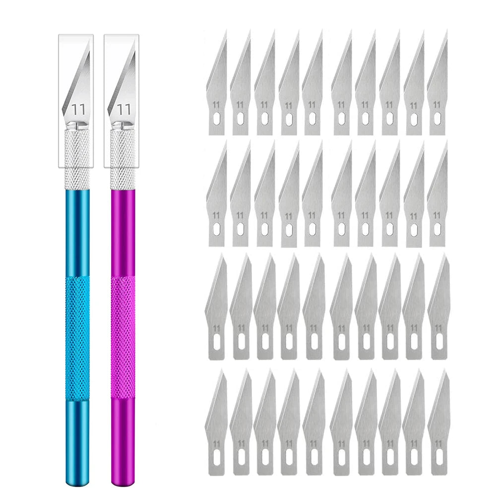 Non-Slip Metal Engraving Craft Knife Kit with #11 Blades — Precision PCB & Mobile Phone Repair Tool (10 or 40 pcs)
