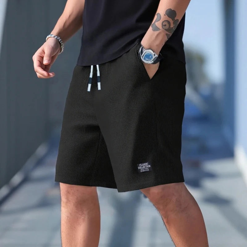 Men's Casual Beach Knit Shorts - Polyester Solid Regular Fit