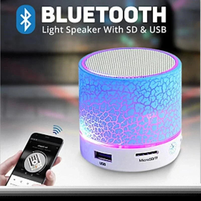 Mini Portable Bluetooth Speaker with LED Light, USB SD Card AUX, Subwoofer Sound Column for Phone & PC