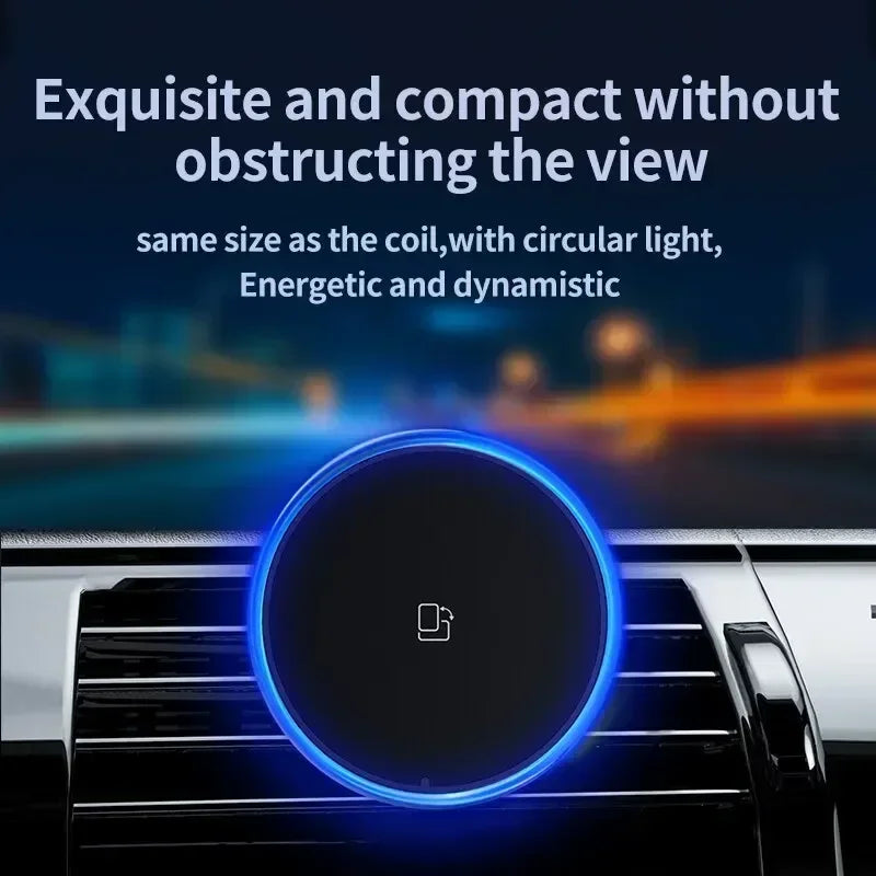 30W Magnetic Car Wireless Charger Vent Mount with RGB LED Light Fast MagSafe-Compatible Phone Holder